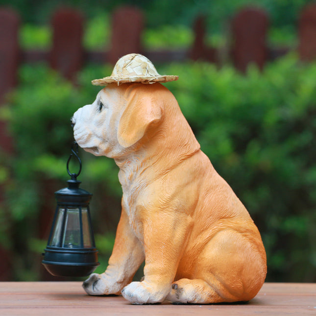 Solar-Powered Dog Statue with LED Lantern – product detail