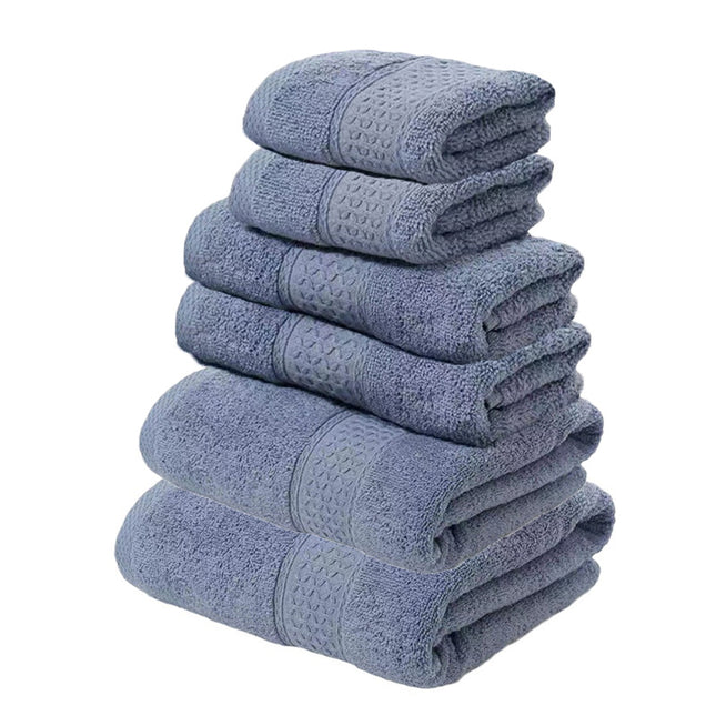 Grey Blue Luxury 6-Piece 100 Percent Cotton Towel Set