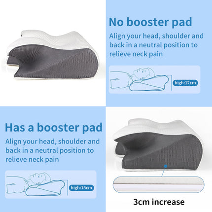Ergonomic Memory Foam Pillow - Orthopedic Contour Pillow for Neck & Shoulder Support (61x43x13cm)