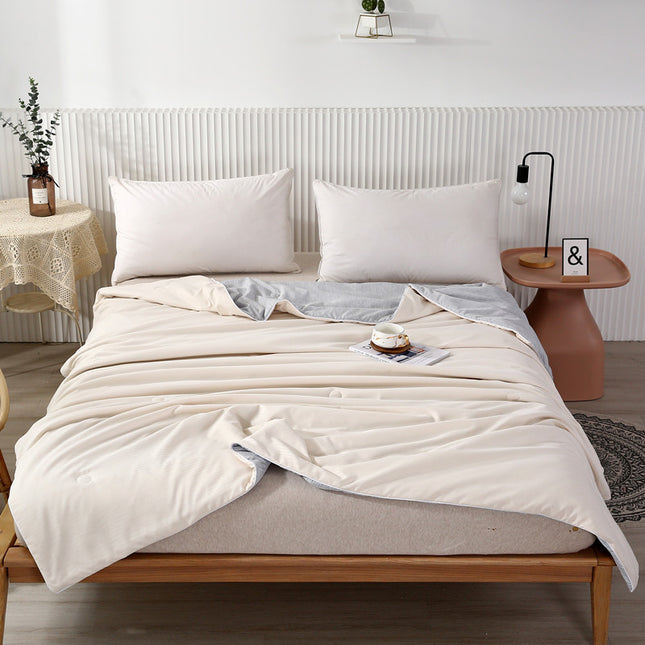 Beige Breathable Cotton Summer Quilt