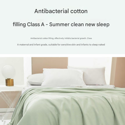 Beige Breathable Cotton Summer Quilt - Lightweight Cooling Blanket for Air-Conditioned Rooms