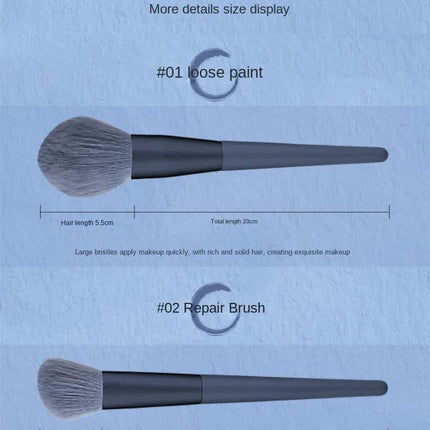 Gray purple 12-Piece Professional Makeup Brush Set with Cosmetic Bag - Premium Synthetic Fiber, Wooden Handle, Aluminum Tube