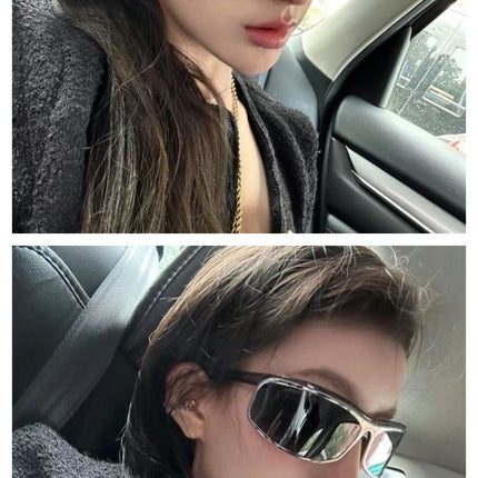 Grey lenses with brown rim Trendy Curved Sunglasses – Cat Eye Design UV Protection Stylish Glare-Blocking Shades