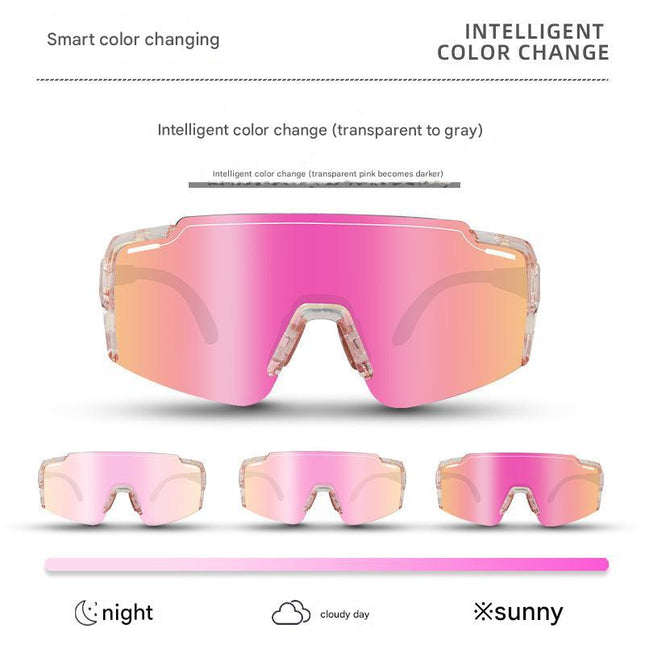 Pink Gradient Lens Lightweight Photochromic Cycling Glasses
