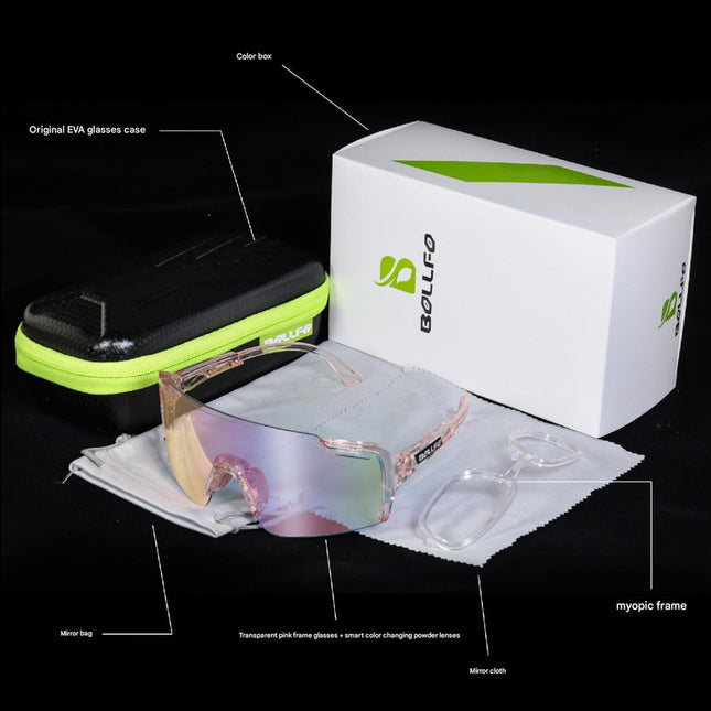 Pink Gradient Lens Lightweight Photochromic Cycling Glasses