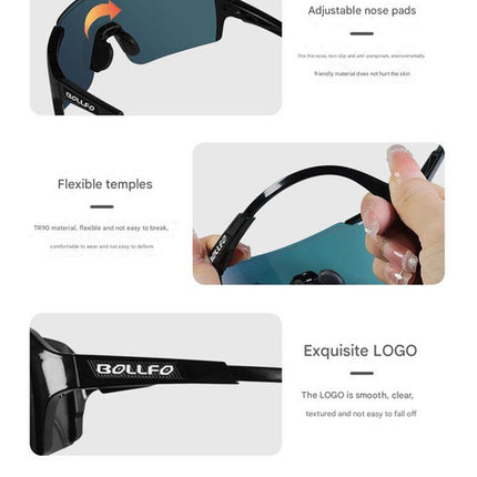 Pink Gradient Lens Lightweight UV400 Photochromic Cycling Glasses, Anti-Wind Protective Sunglasses for Outdoor Sports