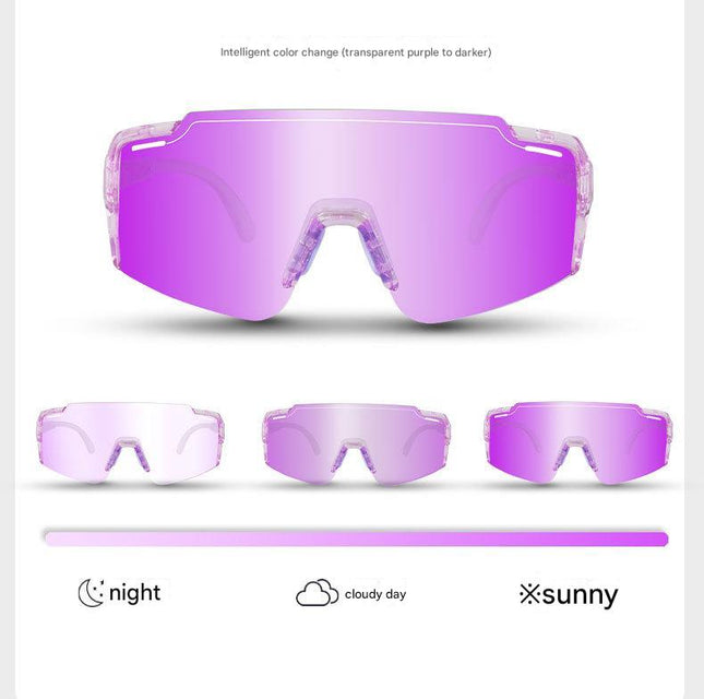 Purple Gradient Lens Lightweight Photochromic Cycling Glasses