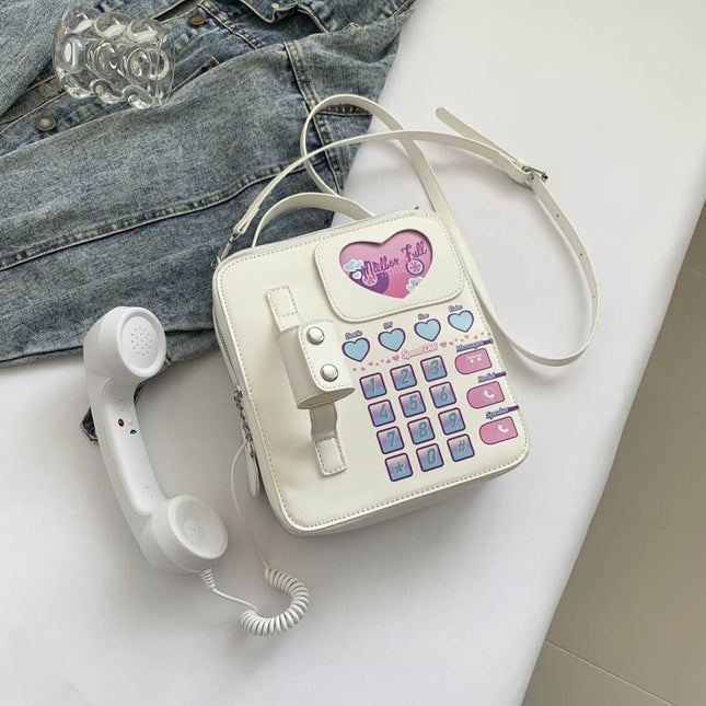 Pink Sweet Girl Creative Crossbody Bag with Telephone Design