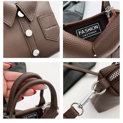 Black Trendy Shirt-Inspired PU Shoulder Bag | Stylish Handbag with Unique Design