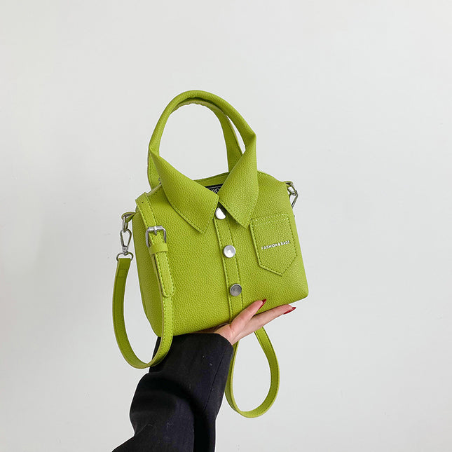 Green Trendy Shirt-Inspired PU Shoulder Bag Stylish Handbag