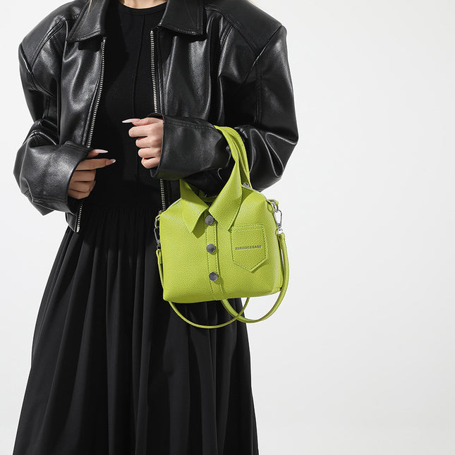 Green Trendy Shirt-Inspired PU Shoulder Bag Stylish Handbag