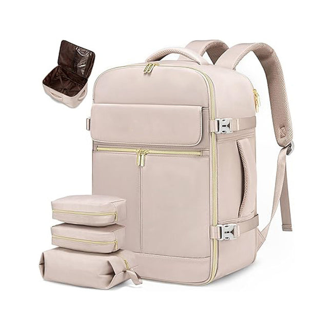 Light Pink 40L Large Capacity Travel Business Backpack with Expandable