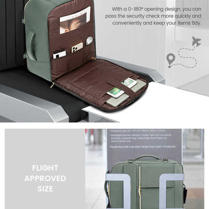 Light Pink 40L Large Capacity Travel Business Backpack with Expandable Compartments, Including 2 Toiletry Bags and Shoe Bag - Durable Oxford Fabric