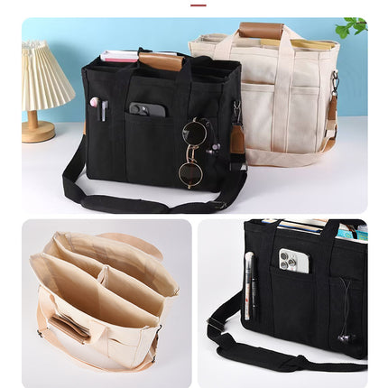 White Large Capacity Multi-Compartment Tote Bag - Stylish and Versatile for Women, Ideal for Organizing Essentials or as a Mommy Bag(Photography props not included)