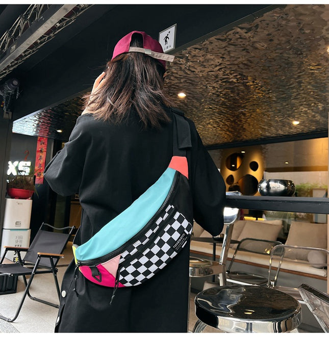 Multi-Coloured Patchwork Black and White Check Trendy Checkered