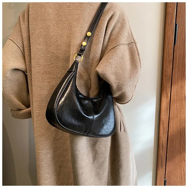 Black Vintage PU Leather Shoulder Bag
