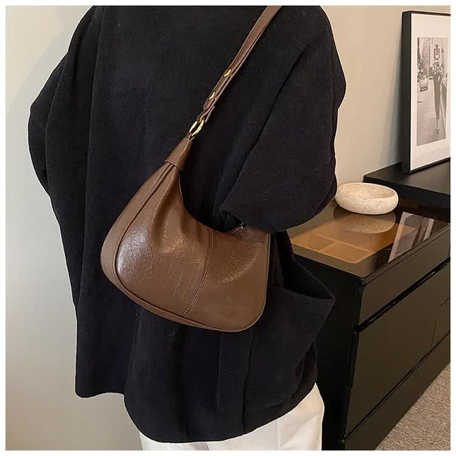 Brown Vintage PU Leather Shoulder Bag