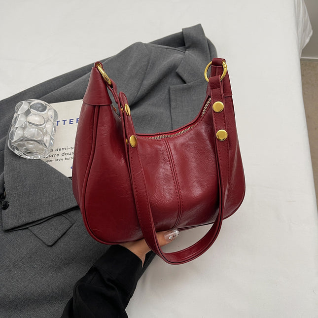 Red Vintage PU Leather Shoulder Bag