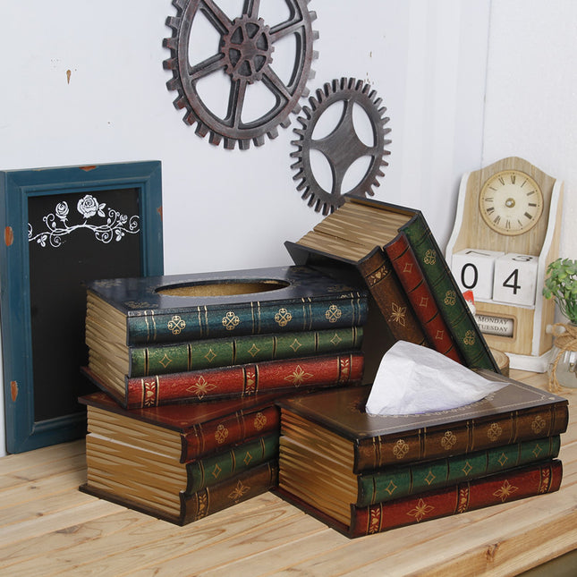 1 Piece Dark Blue Vintage Wooden Tissue Box – product detail
