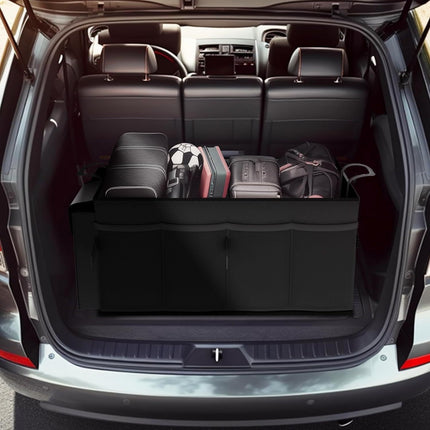 Beige Large-Capacity Foldable Car Trunk Storage Organizer - Collapsible Backseat Storage Box