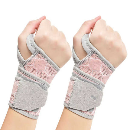 2 Pairs Pink Sports Breathable Wrist Support Wrap Fitness Gym