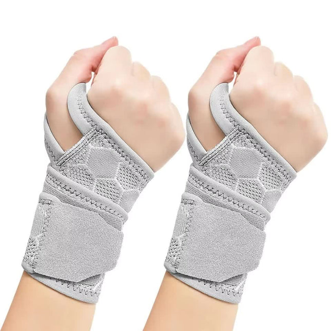 2 Pairs Grey Breathable Sports Wrist Support Wrap