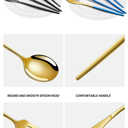 Green And Gold Patchwork Colours 410 Stainless Steel 16-Piece Flatware Set – Elegant Dinnerware with Knife, Fork, Spoon for 4 People