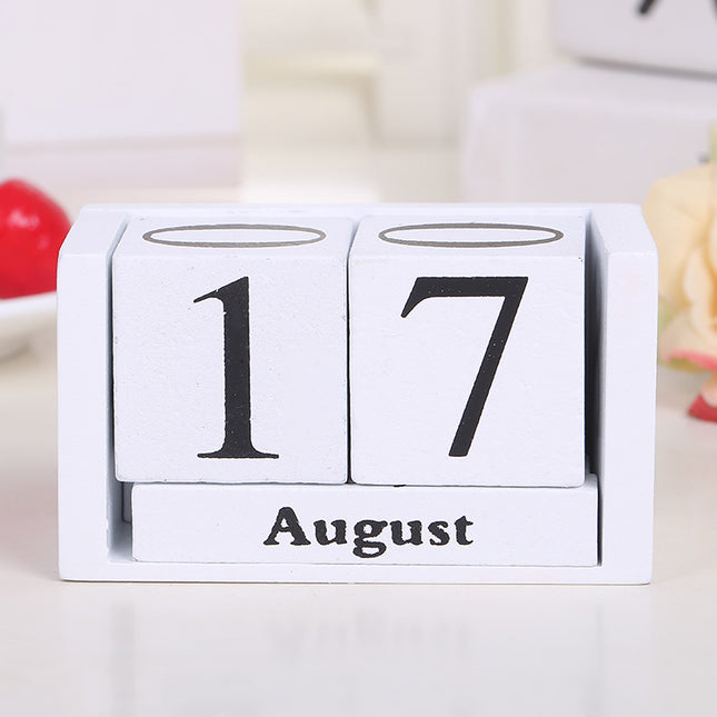 Wooden Calendar Decoration for Home Office (White) 9.5x4.3x5cm V888-ELOSUNG1715