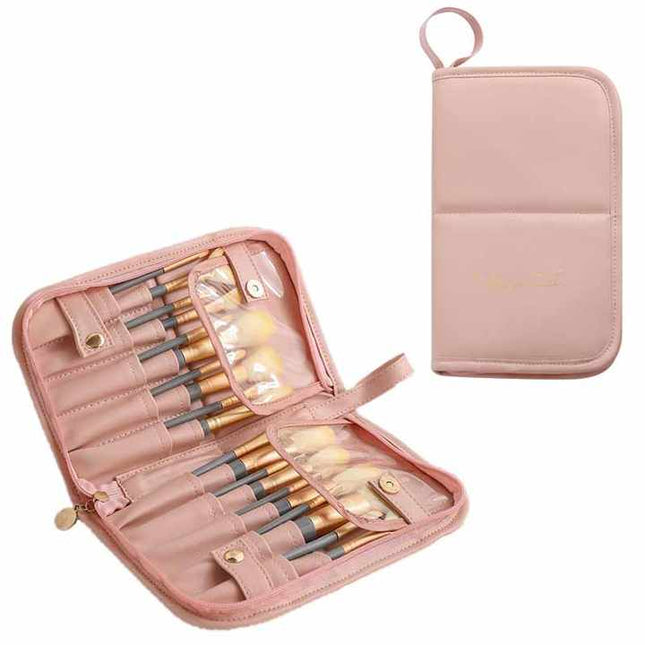 Pink Portable Shell Makeup Brush Storage Bag