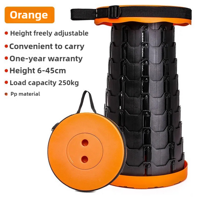 Black and Orange Splicing Color Portable Outdoor Telescopic Folding