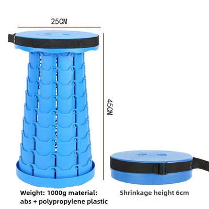 Blue Portable Outdoor Telescopic Folding Stool with 100 Weight-Bearing