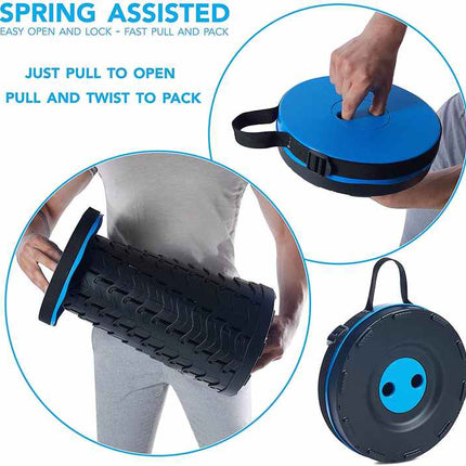 Rainbow Color Stitching Blue Portable Outdoor Telescopic Folding Stool with 100 Weight-Bearing Buckles, Lightweight and Compact Design, Perfect for Fishing, Camping, and Travel