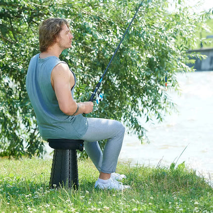 Rainbow Color Stitching Blue Portable Outdoor Telescopic Folding Stool with 100 Weight-Bearing Buckles, Lightweight and Compact Design, Perfect for Fishing, Camping, and Travel