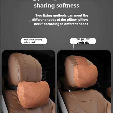 Black Luxury Eco-Friendly Suede Car Headrest and Lumbar Cushion Set - Ergonomic Support, All-Season Comfort, Adjustable Straps, and Durable Design for Cars, Office, and Home Use