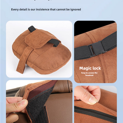 Black Luxury Eco-Friendly Suede Car Headrest and Lumbar Cushion Set - Ergonomic Support, All-Season Comfort, Adjustable Straps, and Durable Design for Cars, Office, and Home Use