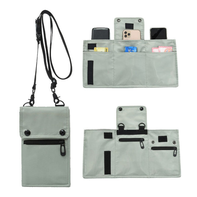 Grey Water-Resistant Nylon Crossbody Phone Bag