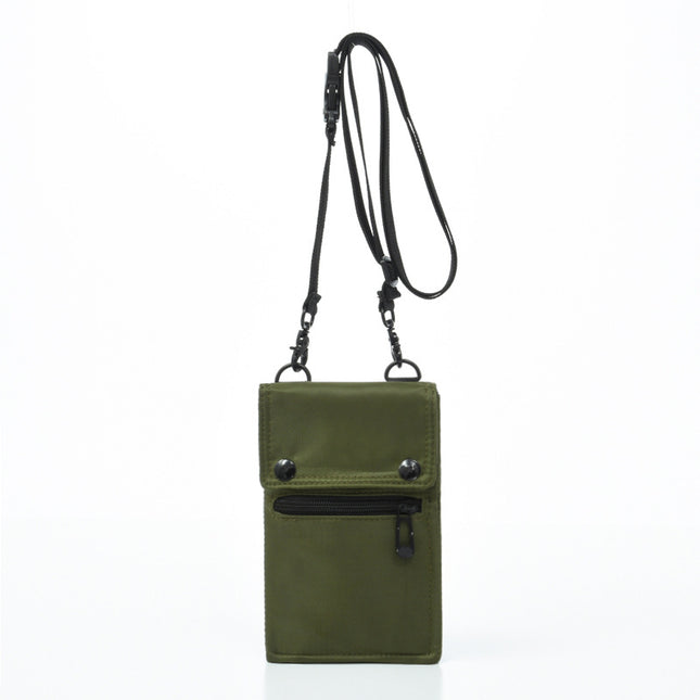 Green Water-Resistant Nylon Crossbody Phone Bag