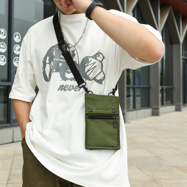 Green Water-Resistant Nylon Crossbody Phone Bag
