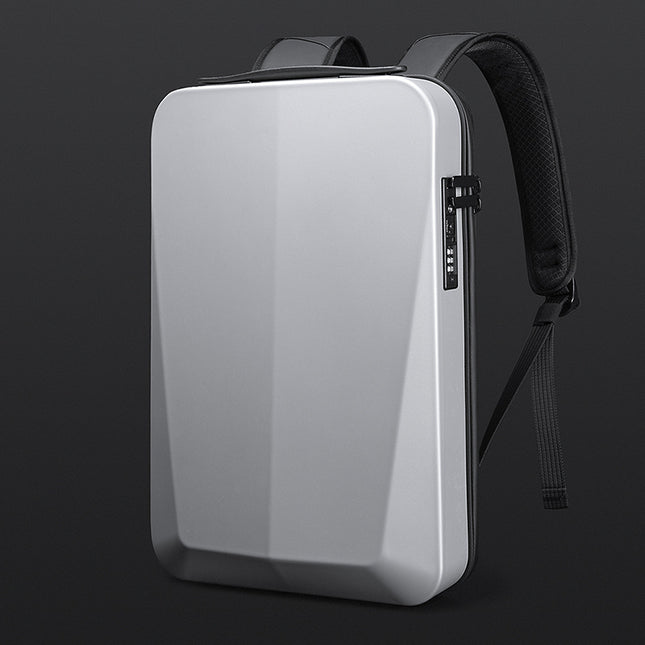 Silver Premium Hard Shell Business Backpack with TSA Lock and USB Charging Port Waterproof Laptop Bag for