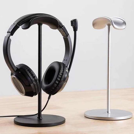 Silver Universal Aluminum Headphone Stand - Durable Detachable Desktop Headset Holder