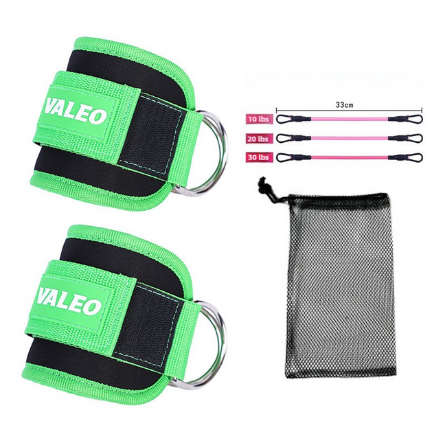 Green Set (2 Ankle Straps + 3 Elastic Ropes + 1 Mesh Bag)
