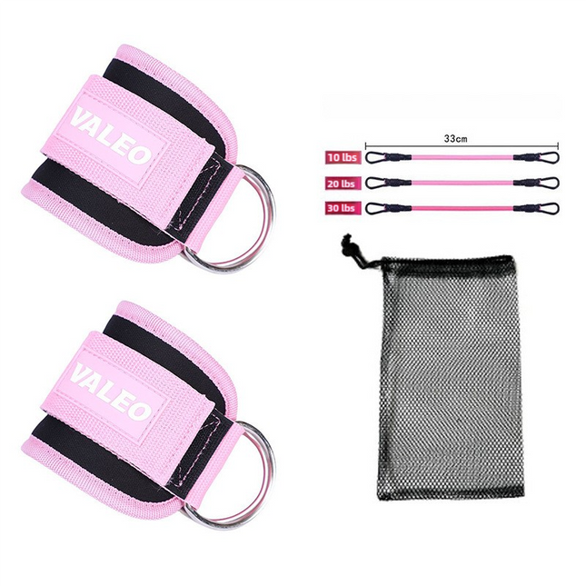 Pink Set (2 Ankle Straps + 3 Elastic Ropes + 1 Mesh Bag)