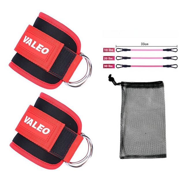 Red Set (2 Ankle Straps + 3 Elastic Ropes + 1 Mesh Bag)