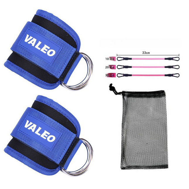 Blue Set (2 Ankle Straps + 3 Elastic Ropes + 1 Mesh Bag)