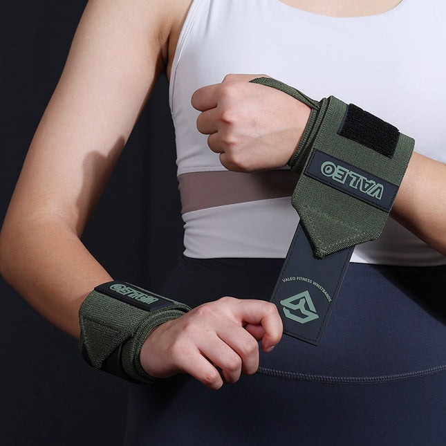 1 Pair Dark Green Heavy-Duty Gym Wrist Wraps for Weightlifting