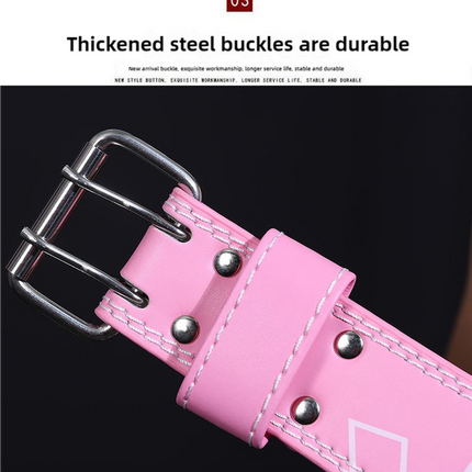 Size L Pink Professional Weightlifting Belt with Sponge Padding for Deep Squat and Deadlift - Men and Women Fitness Support