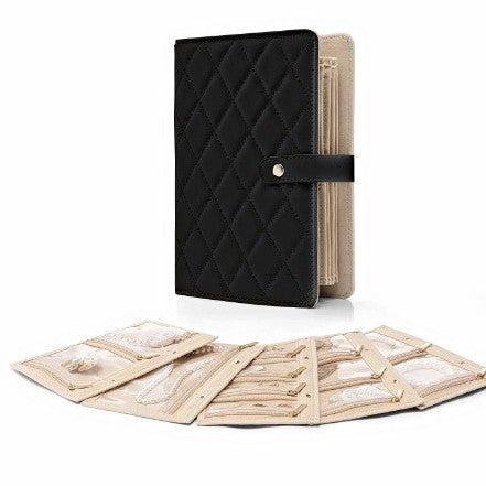 1 Piece Black Luxury Leather Loose-Leaf Jewelry Organizer