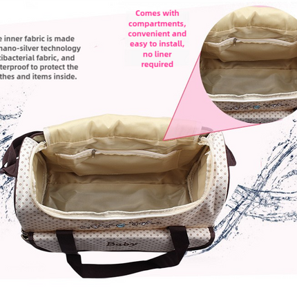 Large Coffee Fashionable Large-Capacity Cartoon Bear Shoulder Crossbody Mommy Bag - Stylish and Functional Diaper Bag