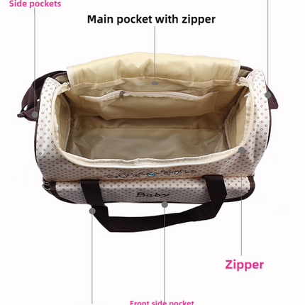 Large Coffee Fashionable Large-Capacity Cartoon Bear Shoulder Crossbody Mommy Bag - Stylish and Functional Diaper Bag