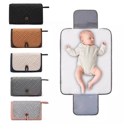 Brown Portable Baby Changing Mat - Waterproof, Foldable, Compact Diaper Pad for Travel & Everyday Use